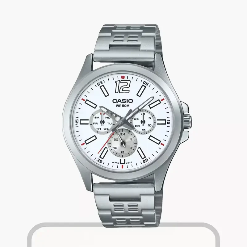 Casio Sporty Quartz White Dial Men's Watch- MTP-E350D-7BV